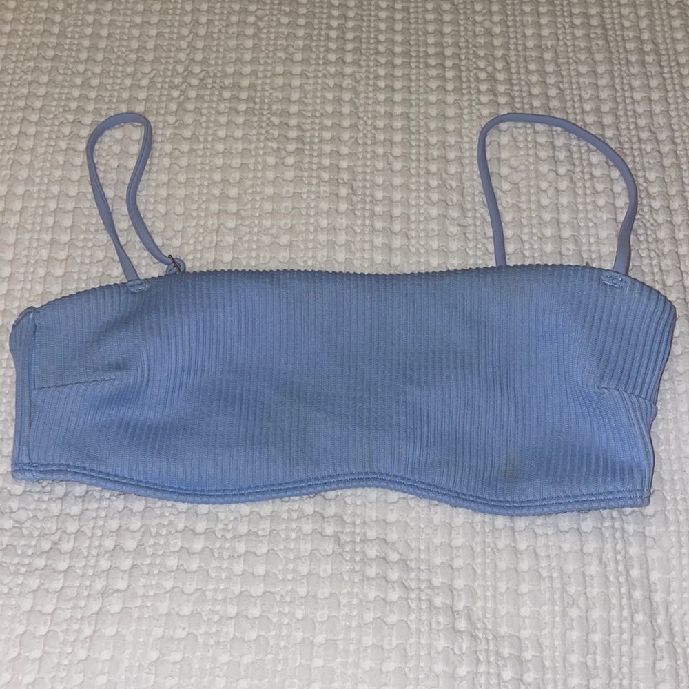hollister blue ribbed bikini top